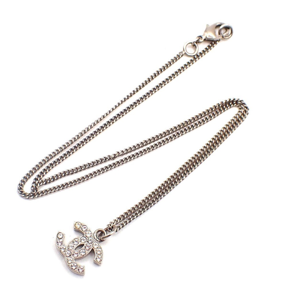 Chanel Vintage CC Logo Chain Charm Pendant silver plated